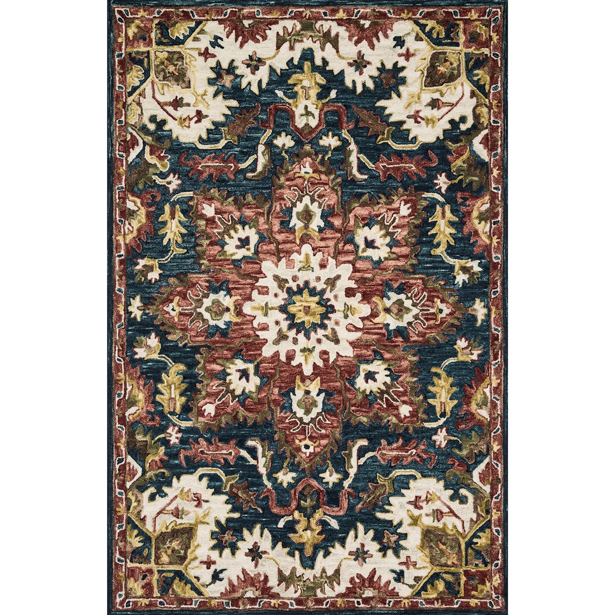 Loloi Rugs Victoria 2'6" x 7'6" Teal / Raspberry Rug