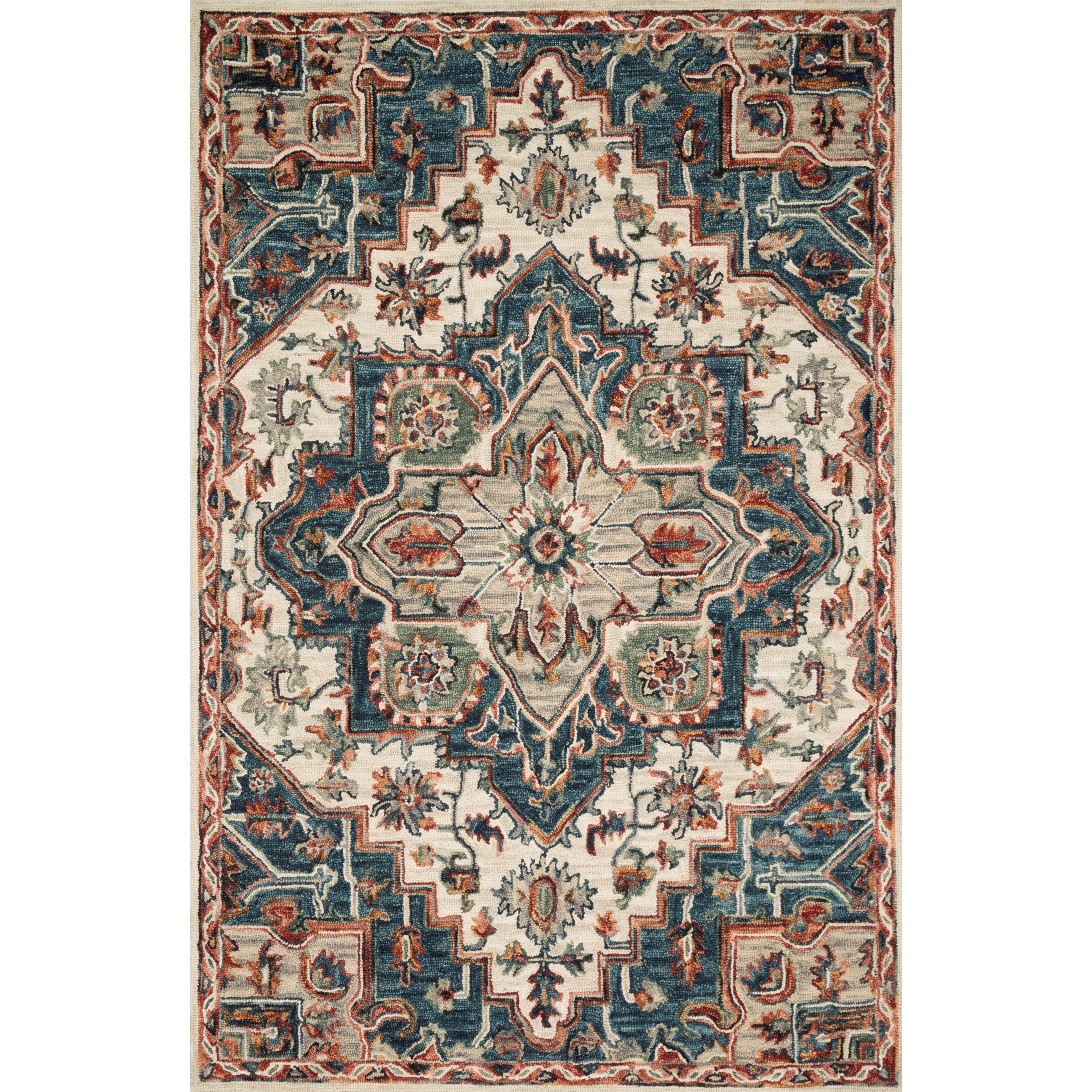 2'3" x 3'9" Blue / Red Rug