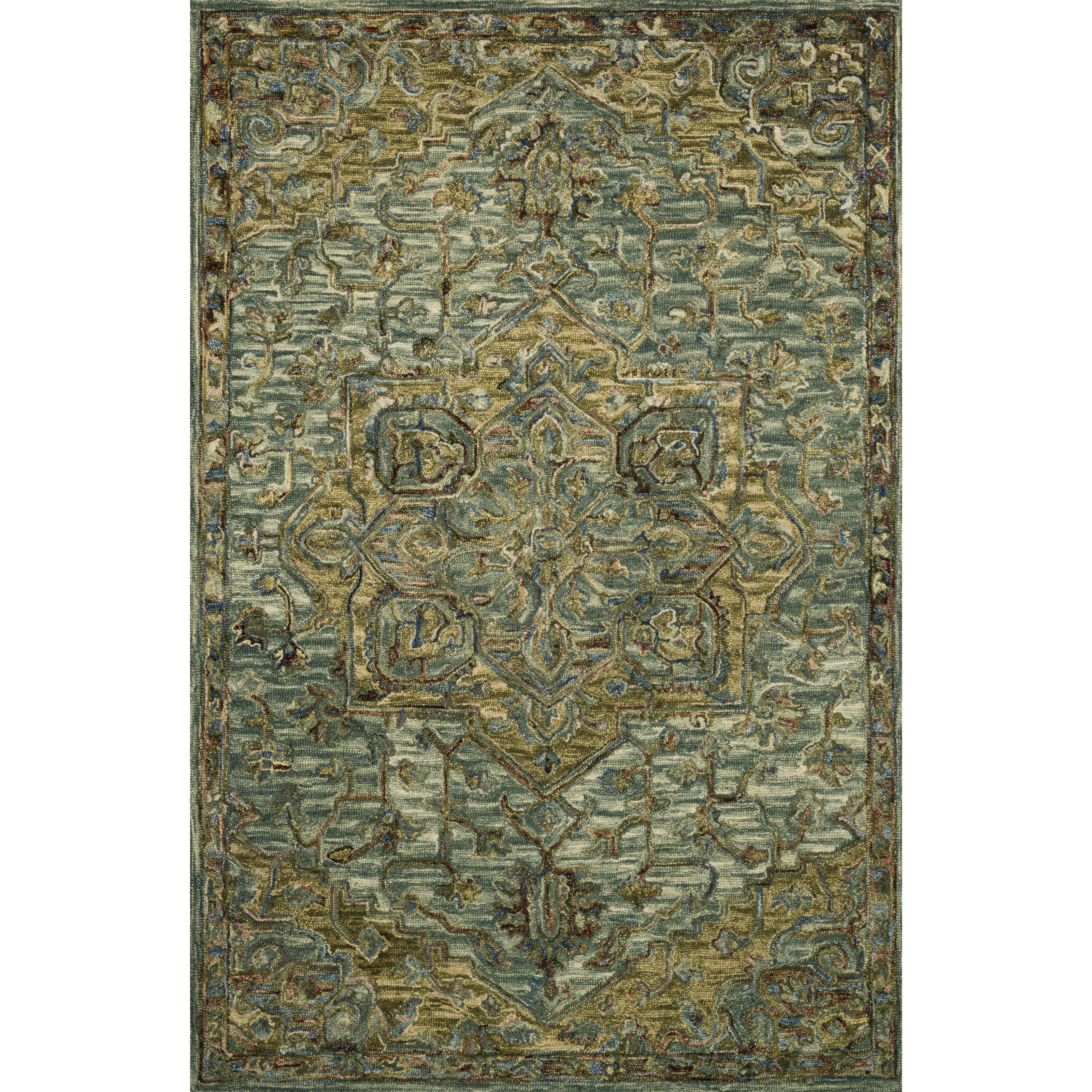 1'6" x 1'6"  Dark Green / Tobacco Rug