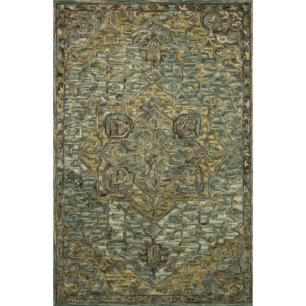 Loloi Rugs Victoria 1'6" x 1'6"  Dark Green / Tobacco Rug