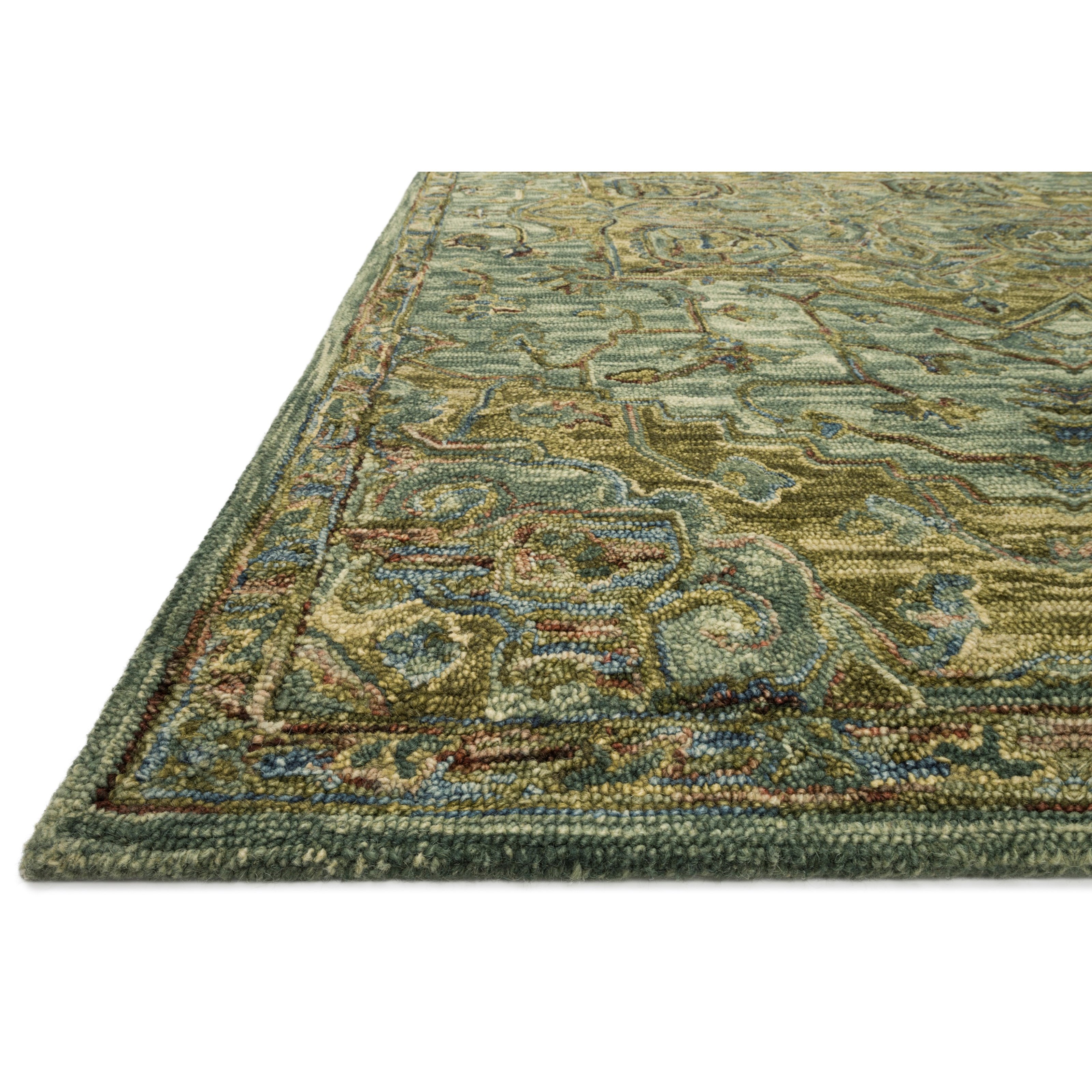 1'6" x 1'6"  Dark Green / Tobacco Rug