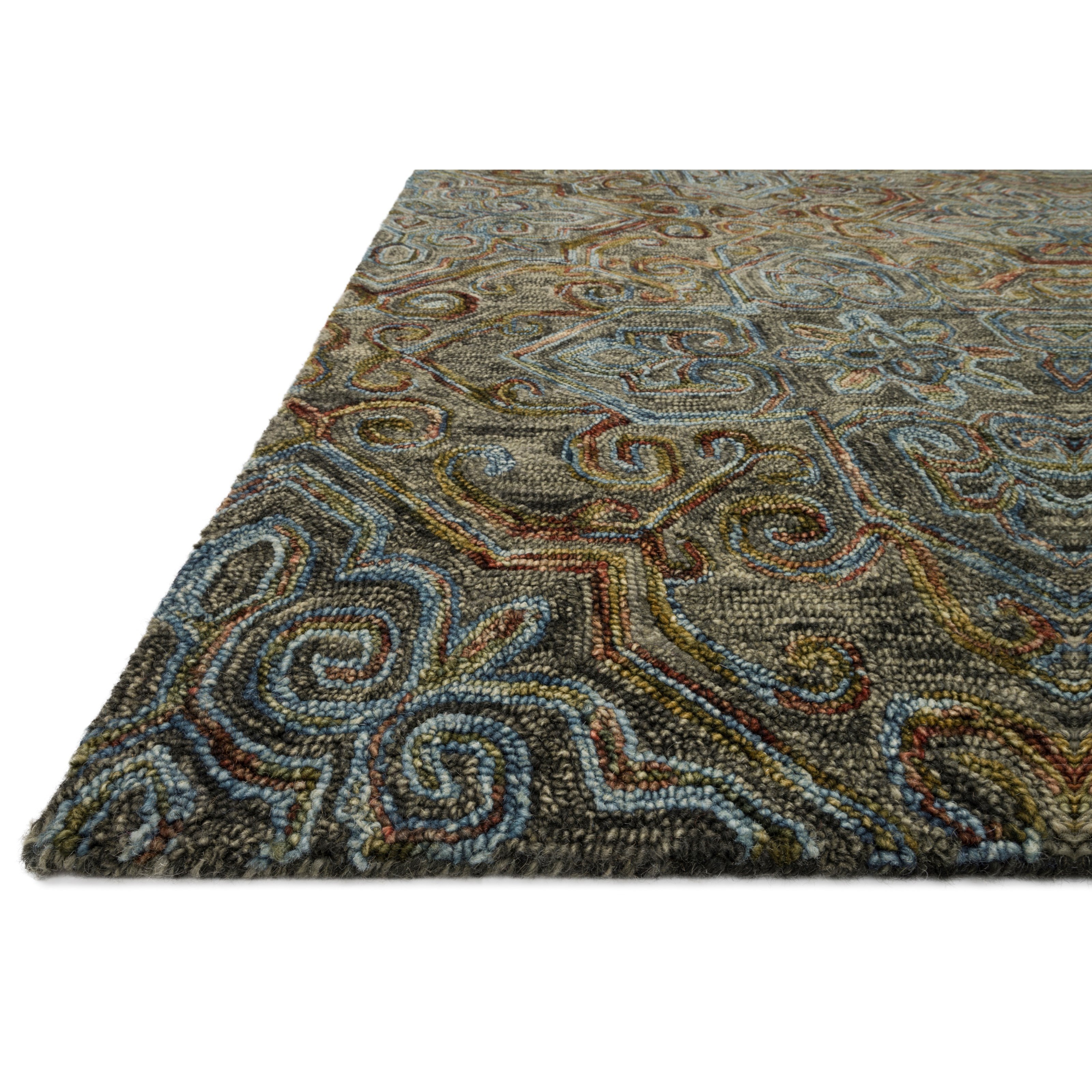 1'6" x 1'6"  Charcoal / Multi Rug