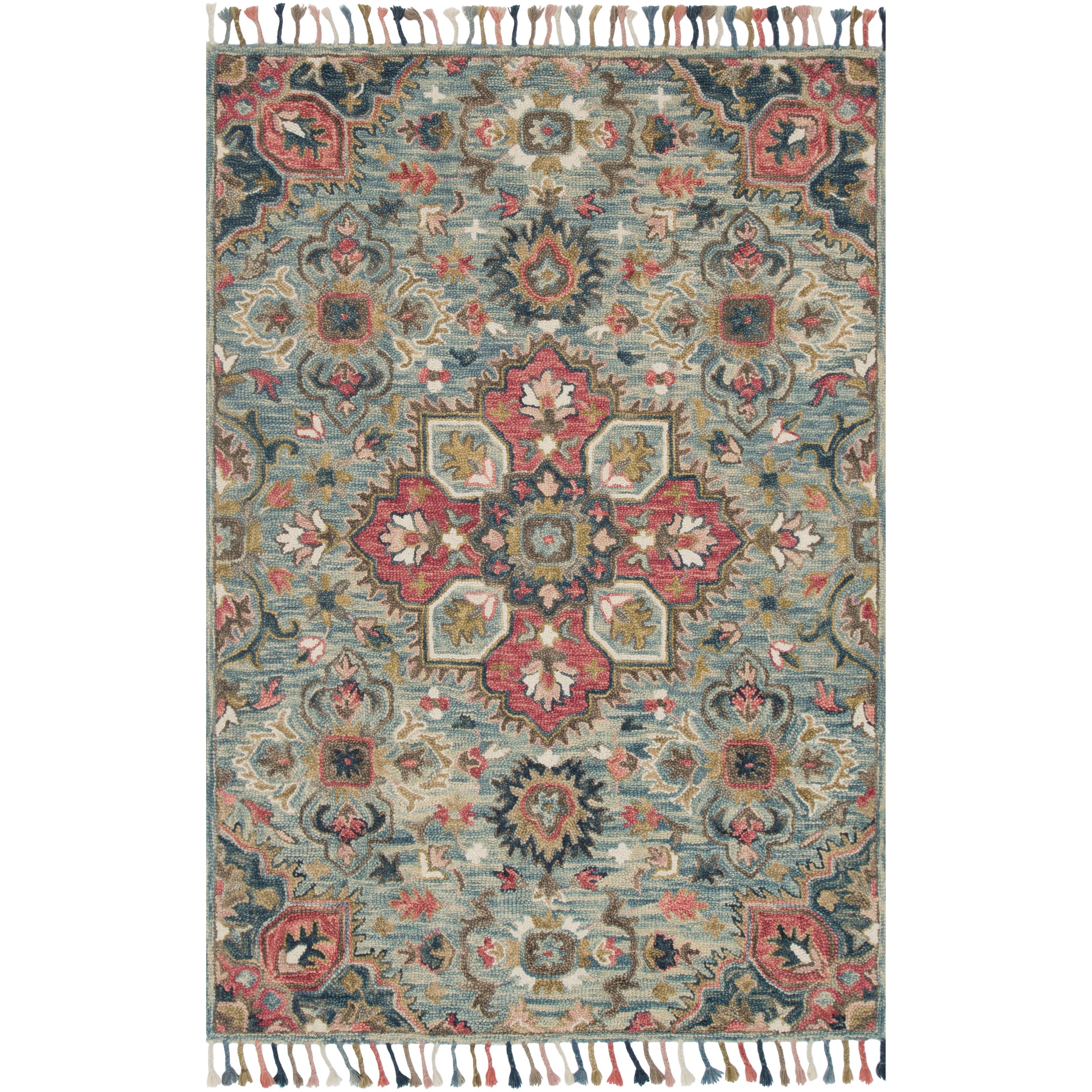 1'6" x 1'6"  Light Blue / Multi Rug