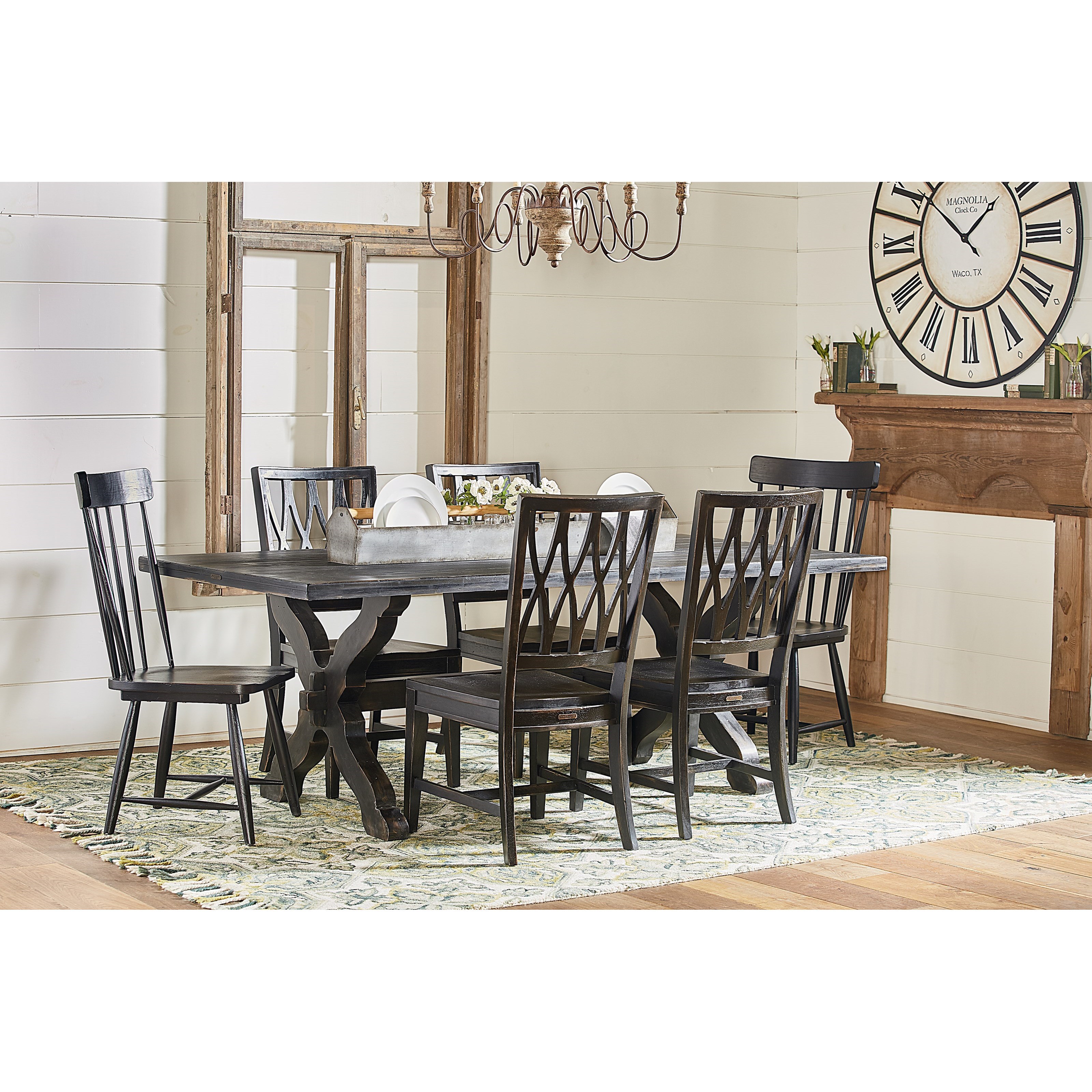 Magnolia Home by Joanna Gaines Primitive Sawbuck Dining Table Set