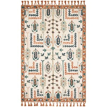 Ivory / Persimmon 1'-6" X 1'-6" Square Rug