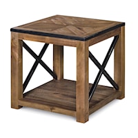 Rustic Industrial Rectangular End Table with One Shelf