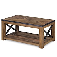 Rustic Industrial Small Rectangular Cocktail Table with Casters