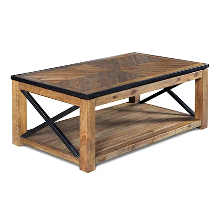 Rustic Industrial Rectangular Lift-top  Cocktail Table