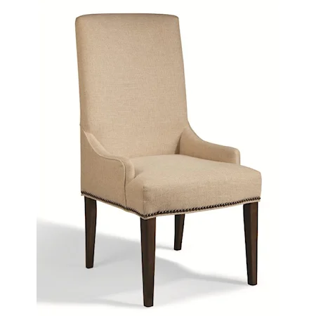 Transitional Tall Upholstered Chair with Nailhead Studs