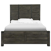 Transitional California King Wood Panel Bed