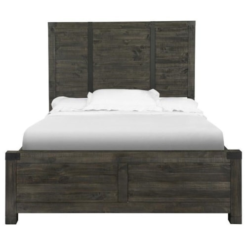 Transitional Queen Wood Panel Bed