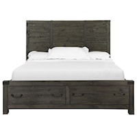 Transitional King Panel Bed with Footboard Storage