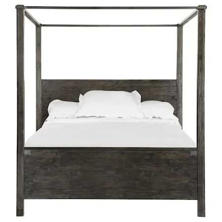 Transitional Queen Wood Poster Bed