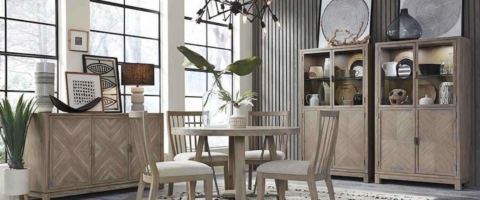 Rustic 7-Piece Casual Dining Room Group with Storage