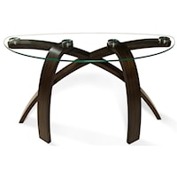 Contemporary Sofa Table With Glass Top and Bent Wood Legs