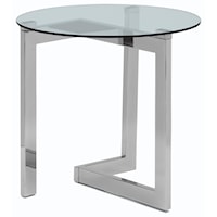 Contemporary Round End Table with Tempered Glass Top