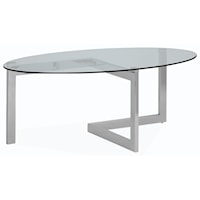 Contemporary Oval Cocktail Table with Tempered Glass Top