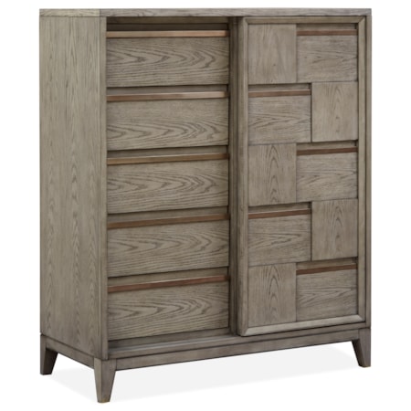 Contemporary 5-Drawer Chest of Doors with Adjustable Interior Shelving and Felt-Lined Top Drawer