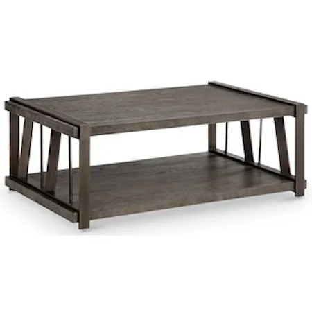 Industrial Rectangular Cocktail Table with Casters