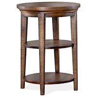 Casual Round Accent Table with 2 Open Shelves