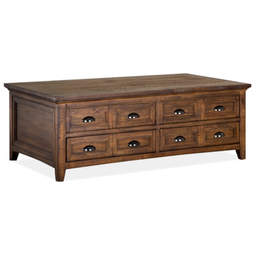 Casual 2-Drawer Lift Top Cocktail Table with Interior Storage