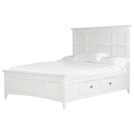 Traditional Queen Panel Bed with Storage Rails
