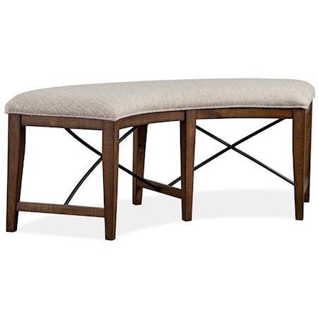 Curved Dining Bench with Upholstered Seat