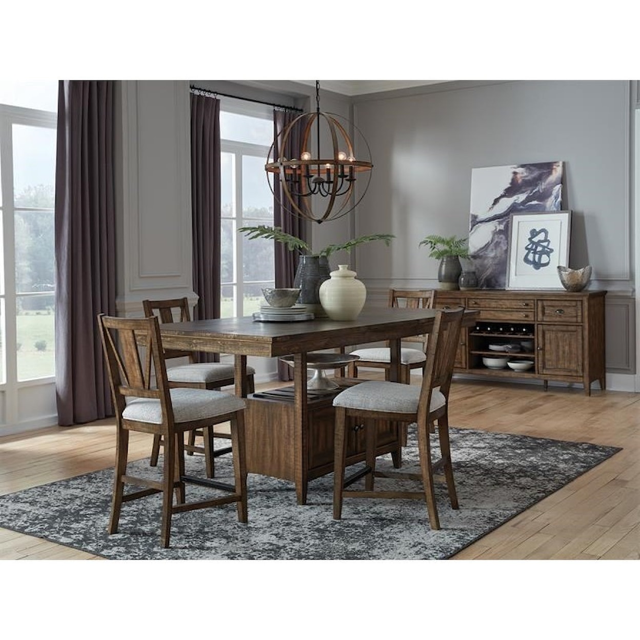 Magnussen Home Bay Creek Dining Counter Chair w/ Upholstered Seat