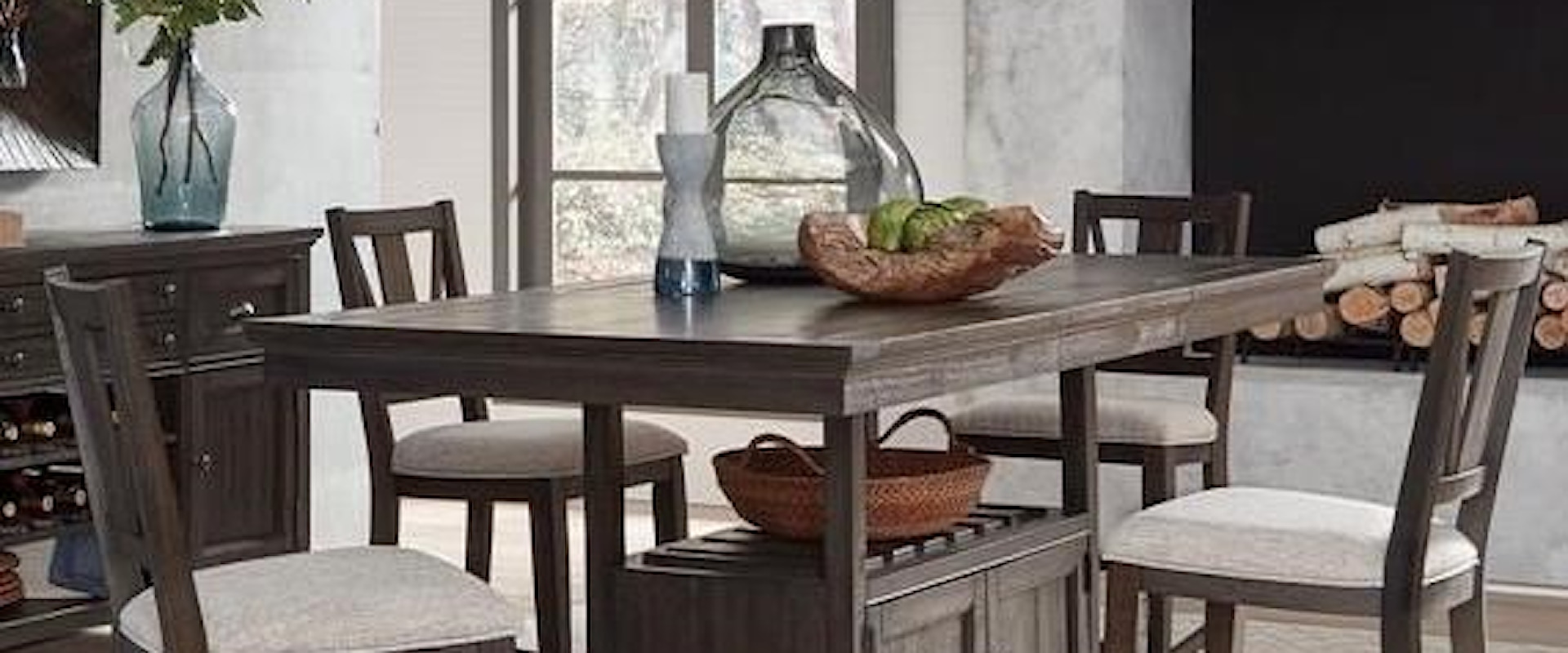 5-Piece Counter Height Dining Set with Storage