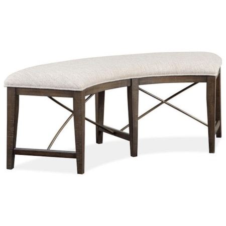 Curved Dining Bench with Upholstered Seat