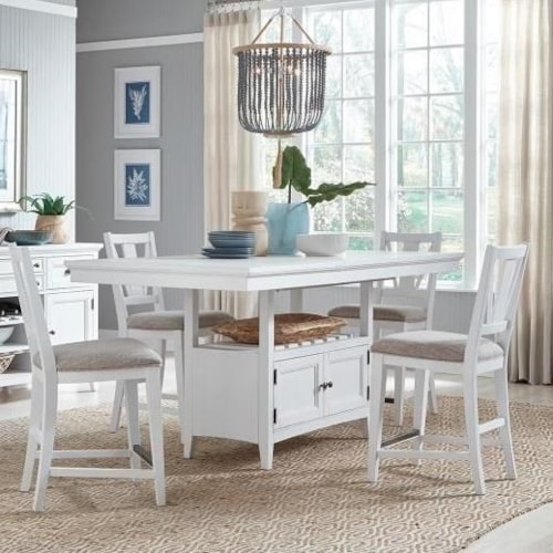 Traditional 5-Piece Counter Height Dining Set with Storage
