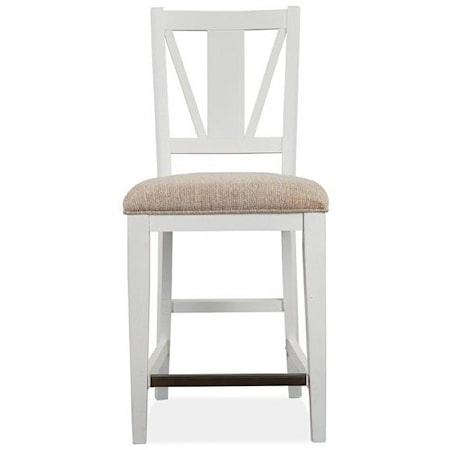 Traditional Counter Stool with Upholstered Seat