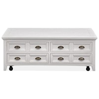 Lift Top Storage Cocktail Table with Faux Drawers and Casters