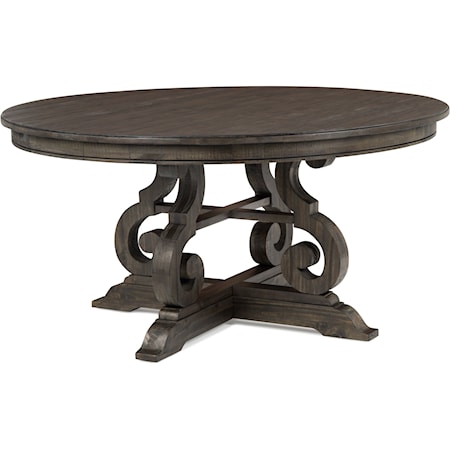 Transitional 60" Weathered Gray Round Dining Table