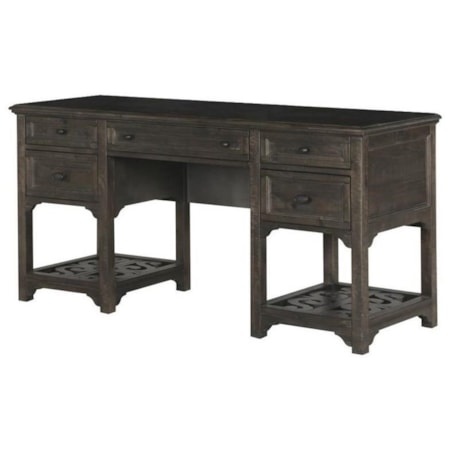 Traditional Desk with Scrolled Shelf Accents