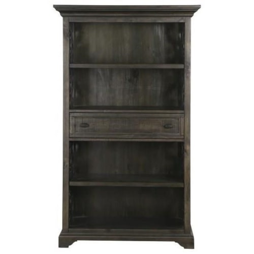 Traditional Open Bookcase with Intricate Scroll Details