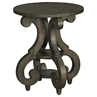 Traditional Round Accent End Table with Shelves