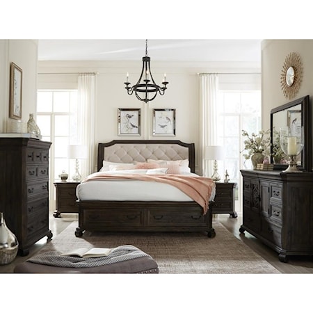 California King Storage Bedroom Group with Panel Bed