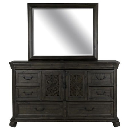 Dresser and Mirror Set