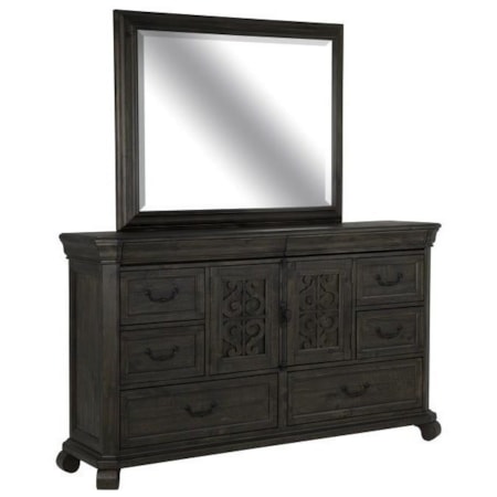 Dresser and Mirror Set