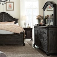 Traditional Dresser and Shaped Mirror Set