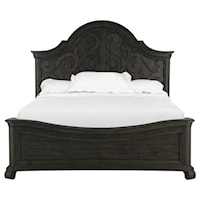 Queen Panel Bed with Curved Headboard and Footboard