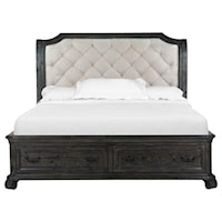 King Sleigh Bed with Footboard Drawers