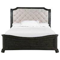 King Sleigh Bed with Upholstered Headboard and Shaped Footboard