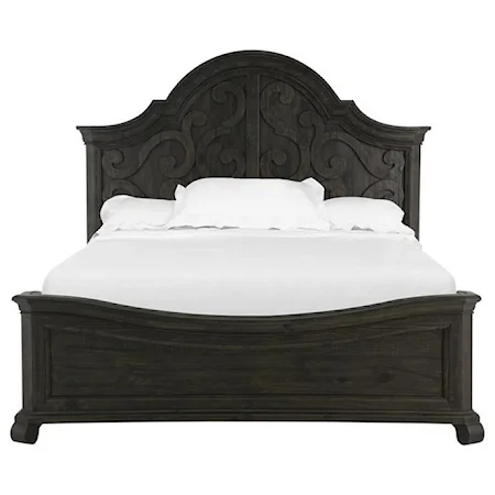 King Panel Bed with Curved Headboard and Footboard