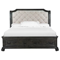 California King Sleigh Bed with Footboard Drawers