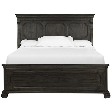 Traditional California King Panel Bed with Crown Molding