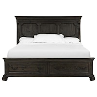Traditional California King Panel Bed with Footboard Storage