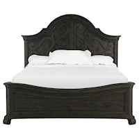 California King Panel Bed with Curved Headboard and Footboard