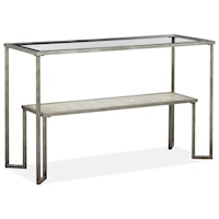 Contemporary Console Table with Lower Shelf and Glass Top